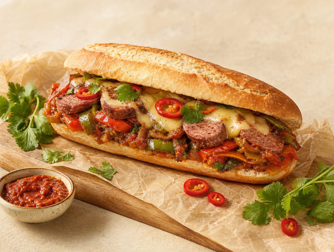 Sandwich mechouia au saucisson de bœuf